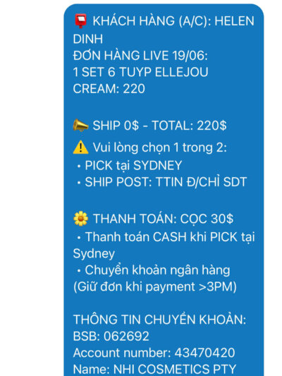 HELEN DINH – ĐƠN HÀNG 19/06
