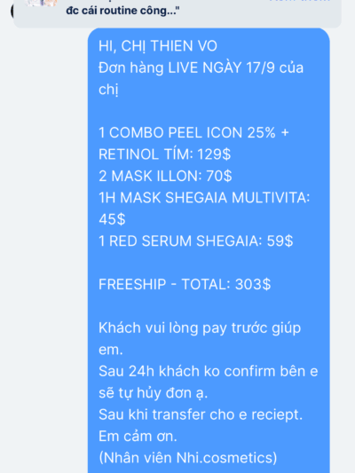 THIEN VO Đơn hàng 17/9