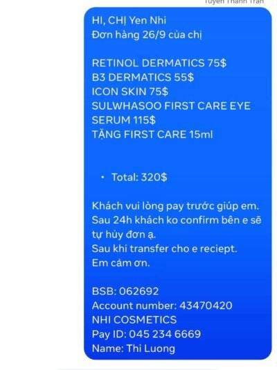 YEN NHI đơn hàng 26/9